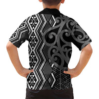 Maori Taniko Patterns Kid Hawaiian Shirt Black Patiki Motifs Mix Whakairo Ngaru