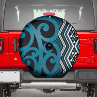 Maori Taniko Patterns Spare Tire Cover Azure Patiki Motifs Mix Whakairo Ngaru