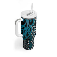Maori Taniko Patterns Tumbler With Handle Azure Patiki Motifs Mix Whakairo Ngaru