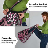 Maori Taniko Patterns Grocery Bag Pink Patiki Motifs Mix Whakairo Ngaru