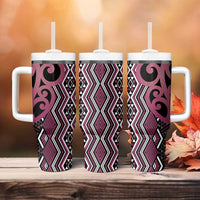 Maori Taniko Patterns Tumbler With Handle Pink Patiki Motifs Mix Whakairo Ngaru