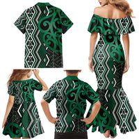 Maori Taniko Patterns Family Matching Mermaid Dress and Hawaiian Shirt Pounamu Patiki Motifs Mix Whakairo Ngaru LT7 - Polynesian Pride