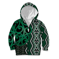 Maori Taniko Patterns Kid Hoodie Pounamu Patiki Motifs Mix Whakairo Ngaru
