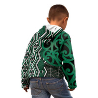 Maori Taniko Patterns Kid Hoodie Pounamu Patiki Motifs Mix Whakairo Ngaru
