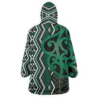 Maori Taniko Patterns Wearable Blanket Hoodie Pounamu Patiki Motifs Mix Whakairo Ngaru