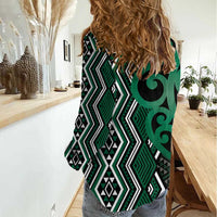 Maori Taniko Patterns Women Casual Shirt Pounamu Patiki Motifs Mix Whakairo Ngaru LT7 - Polynesian Pride