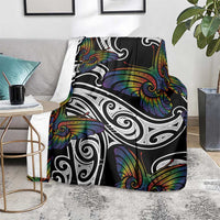 Aotearoa Takatapui Pride Blanket Rainbow Butterfly - Free To Love