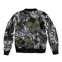 Aotearoa Takatapui Pride Bomber Jacket Rainbow Butterfly - Free To Love LT7 - Polynesian Pride