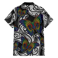 Aotearoa Takatapui Pride Family Matching Short Sleeve Bodycon Dress and Hawaiian Shirt Rainbow Butterfly - Free To Love LT7 - Polynesian Pride
