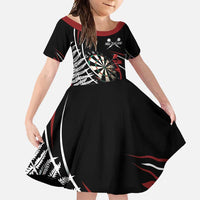 New Zealand Darts Personalised Family Matching Off Shoulder Maxi Dress and Hawaiian Shirt Silver Fern Dynamic