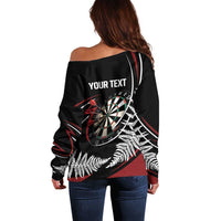 New Zealand Darts Personalised Off Shoulder Sweater Silver Fern Dynamic