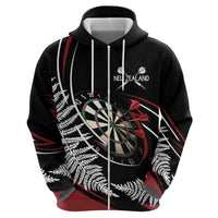 New Zealand Darts Personalised Zip Hoodie Silver Fern Dynamic