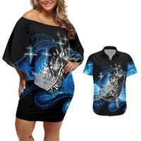 Maori Matariki Te Araroa Paikea Starry Couples Matching Off Shoulder Short Dress and Hawaiian Shirt Tangaroa Whakatauki