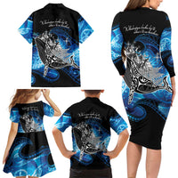 Maori Matariki Te Araroa Paikea Starry Family Matching Long Sleeve Bodycon Dress and Hawaiian Shirt Tangaroa Whakatauki LT7 - Polynesian Pride