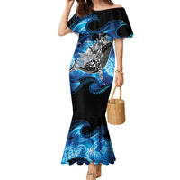 Maori Matariki Te Araroa Paikea Starry Family Matching Mermaid Dress and Hawaiian Shirt Tangaroa Whakatauki LT7 Mom's Dress Black - Polynesian Pride