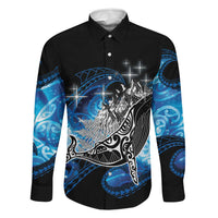 Maori Matariki Te Araroa Paikea Starry Family Matching Off The Shoulder Long Sleeve Dress and Hawaiian Shirt Tangaroa Whakatauki LT7 Dad's Shirt - Long Sleeve Black - Polynesian Pride