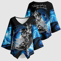 Maori Matariki Te Araroa Paikea Starry Kimono Sleeve Blouse Tangaroa Whakatauki