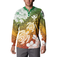 Kanaka Maoli Hawaii Flag Day Button Sweatshirt Vibrant Frangipani