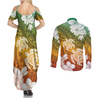 Kanaka Maoli Hawaii Flag Day Couples Matching Summer Maxi Dress and Long Sleeve Button Shirt Vibrant Frangipani LT7 - Polynesian Pride