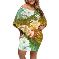 Kanaka Maoli Hawaii Flag Day Off Shoulder Short Dress Vibrant Frangipani LT7 Women Colorful - Polynesian Pride