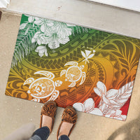 Kanaka Maoli Hawaii Flag Day Rubber Doormat Vibrant Frangipani