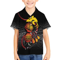Personalized Papua New Guinea Milne Bay Family Matching Off Shoulder Maxi Dress and Hawaiian Shirt Bagi Necklace Mix Lime Pot Grunge LT7 Son's Shirt Black - Polynesian Pride