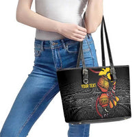 Personalized Papua New Guinea Milne Bay Leather Tote Bag Bagi Necklace Mix Lime Pot Grunge