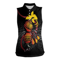 Personalized Papua New Guinea Milne Bay Women Sleeveless Polo Shirt Bagi Necklace Mix Lime Pot Grunge