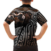 Aotearoa Maori - Australia Indigenous Family Matching Long Sleeve Bodycon Dress and Hawaiian Shirt Koiri Whakairo Mix Aboriginal Art LT7 - Polynesian Pride