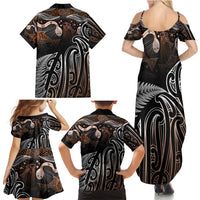 Aotearoa Maori - Australia Indigenous Family Matching Summer Maxi Dress and Hawaiian Shirt Koiri Whakairo Mix Aboriginal Art - Polynesian Pride