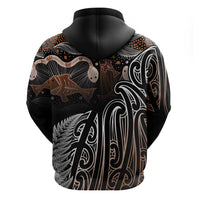 Aotearoa Maori - Australia Indigenous Hoodie Koiri Whakairo Mix Aboriginal Art - Polynesian Pride