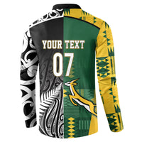 Custom Rugby South Africa New Zealand Greatest Rivals Button Sweatshirt Tribal Motifs LT7 - Polynesian Pride
