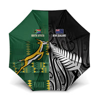 Rugby South Africa New Zealand Greatest Rivals Umbrella Tribal Motifs LT7 One Size Folded 11.42 inch Opened Diameter 37.4 inch Multicolor - Polynesian Pride