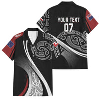 Aotearoa Maori Rugby Custom Family Matching Long Sleeve Bodycon Dress and Hawaiian Shirt Kapa O Pango LT7 Dad's Shirt - Short Sleeve Black - Polynesian Pride
