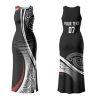Aotearoa Maori Rugby Custom Family Matching Tank Maxi Dress and Hawaiian Shirt Kapa O Pango LT7 Mom's Dress Black - Polynesian Pride