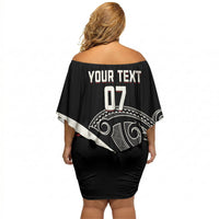 Aotearoa Maori Rugby Custom Off Shoulder Short Dress Kapa O Pango LT7 - Polynesian Pride
