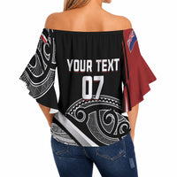 Aotearoa Maori Rugby Custom Off Shoulder Wrap Waist Top Kapa O Pango LT7 - Polynesian Pride