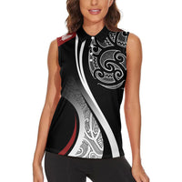 Aotearoa Maori Rugby Custom Women Sleeveless Polo Shirt Kapa O Pango LT7 - Polynesian Pride