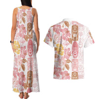 Christmas Aloha Hawaii Tiki Couples Matching Tank Maxi Dress and Hawaiian Shirt Hibiscus Spring Colors - Polynesian Pride
