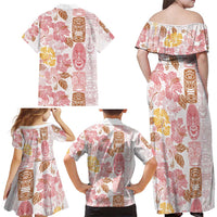 Christmas Aloha Hawaii Tiki Family Matching Off Shoulder Maxi Dress and Hawaiian Shirt Hibiscus Spring Colors - Polynesian Pride