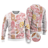 Christmas Aloha Hawaii Tiki Ugly Christmas Sweater Hibiscus Spring Colors - Polynesian Pride