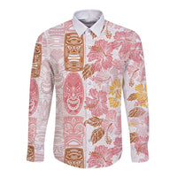 Christmas Aloha Hawaii Tiki Long Sleeve Button Shirt Hibiscus Spring Colors - Polynesian Pride