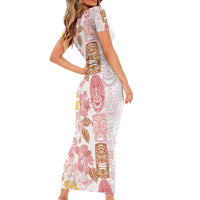 Christmas Aloha Hawaii Tiki Short Sleeve Bodycon Dress Hibiscus Spring Colors - Polynesian Pride