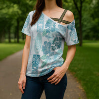 Christmas Aloha Hawaii Tiki Cross Shoulder Shirt Hibiscus Summer Colors - Polynesian Pride