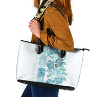 Christmas Aloha Hawaii Tiki Leather Tote Bag Hibiscus Summer Colors - Polynesian Pride