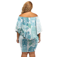 Christmas Aloha Hawaii Tiki Off Shoulder Short Dress Hibiscus Summer Colors - Polynesian Pride