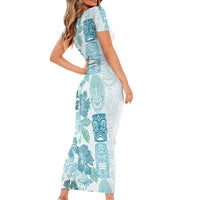 Christmas Aloha Hawaii Tiki Short Sleeve Bodycon Dress Hibiscus Summer Colors - Polynesian Pride