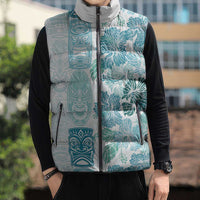 Christmas Aloha Hawaii Tiki Sleeveless Puffer Jacket Hibiscus Summer Colors - Polynesian Pride