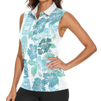 Christmas Aloha Hawaii Tiki Women Sleeveless Polo Shirt Hibiscus Summer Colors - Polynesian Pride