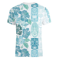 Christmas Aloha Hawaii Tiki Women V-Neck T-Shirt Hibiscus Summer Colors - Polynesian Pride